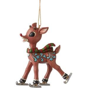Jim Shore Rudolph The Red-Nosed Reindeer Wearing Ice Skates Hanging Ornament NIB